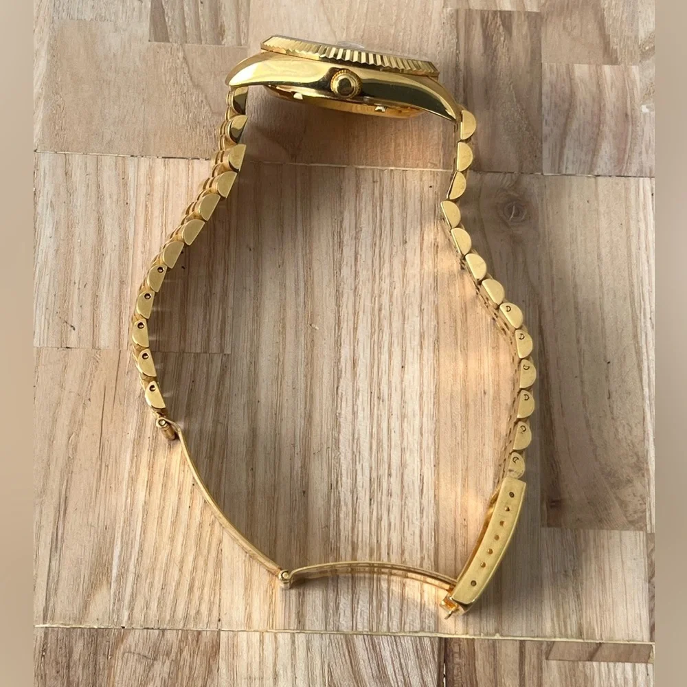 Rogue Signature Diamond Dress Watch Gold-Tone Dial, Case, Bracelet Date Window